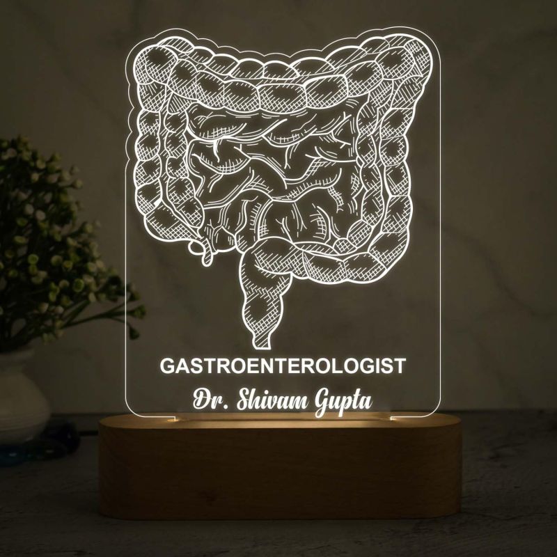 3D Illusion Gastroenterologist Doctor Night Lamp with Warm White Light Customized with Name Birthday & Thankyou Gift for Doctor Gift for Future Doctor & Clinic Decor